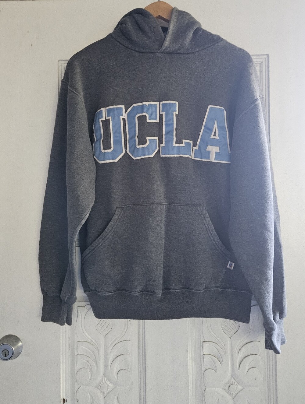 Russell Athletic Charcoal Gray Hoodie with Light Blue UCLA Lettering Medium